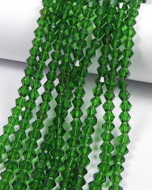 Cristale din sticla, biconice, 4 mm, verde inchis-11