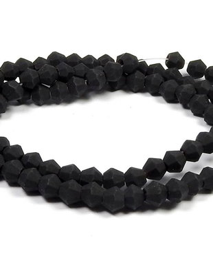 Cristale din sticla, biconice, frosted, 4 mm, negre-B02