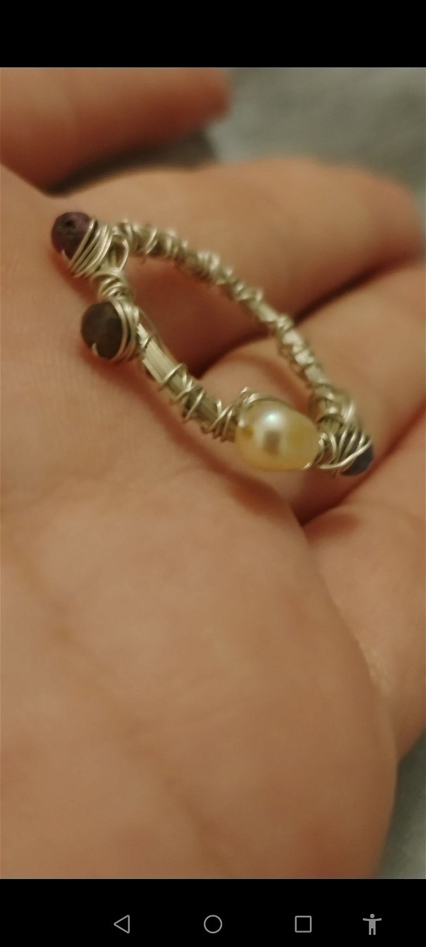 Inel din argint 925 și safir multicolor, perle naturale