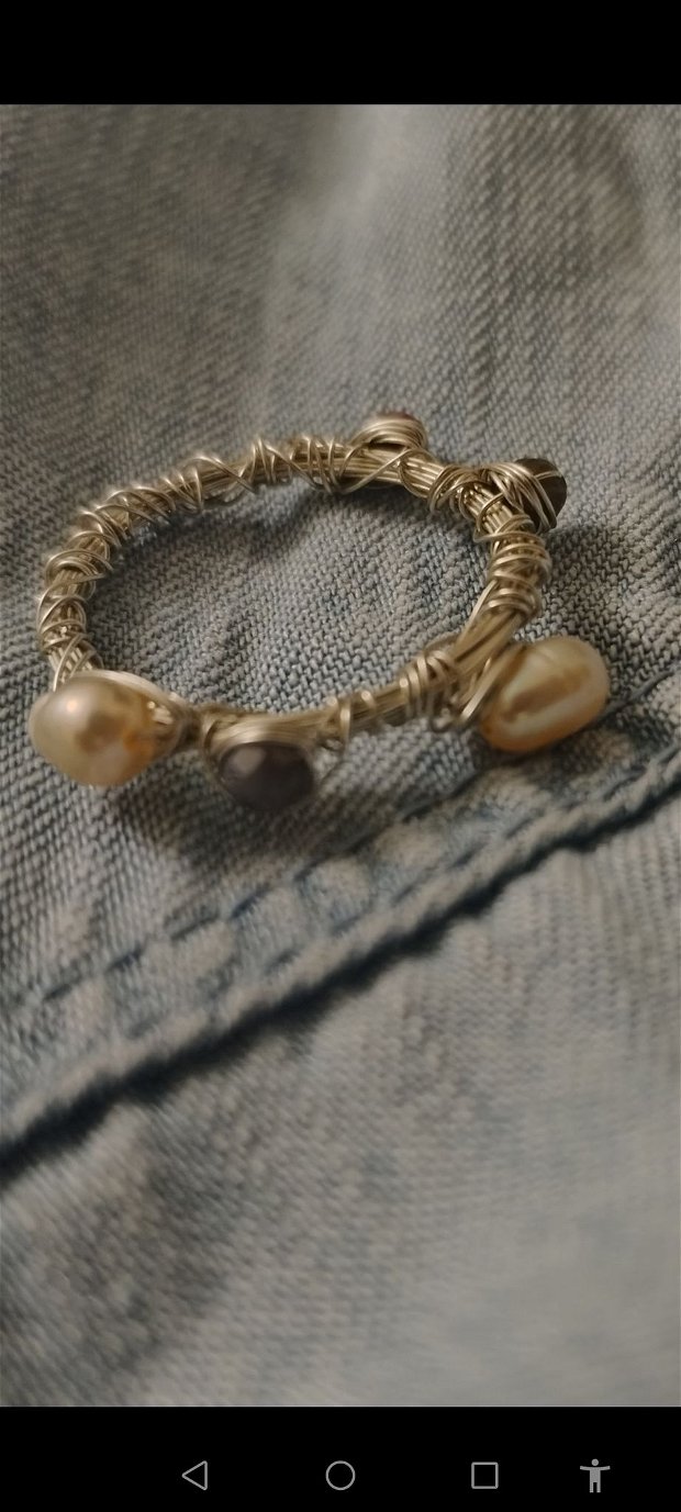 Inel din argint 925 și safir multicolor, perle naturale
