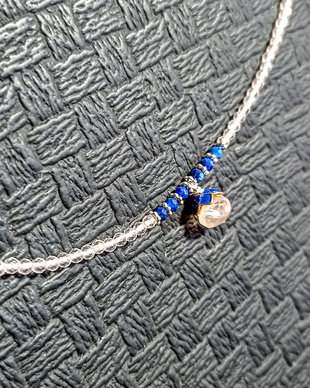 Colier argint cuart roz lapis lazuli minimalist boho chic trendy - Transport gratuit