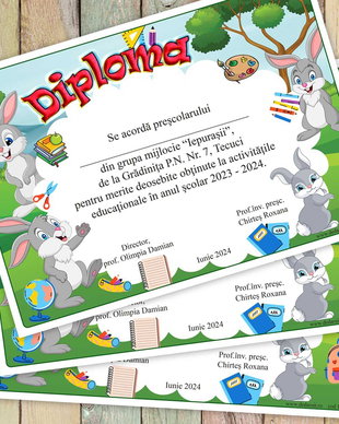 Diploma cu mascota clasa iepurasilor / model 188