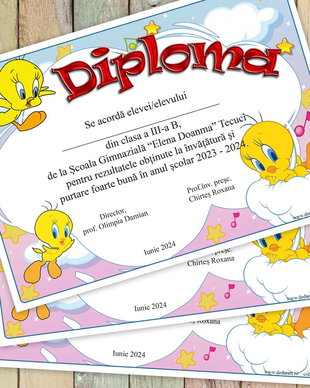 DIploma cu mascota - Clasa Tweety - model 192