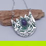 Pandantiv unicat din argint fin, in forma de lalea, cu un opal etiopian rosu si cristale Swarovski transparente