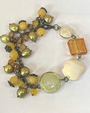 BRĂȚARĂ ~SUNSET IN THE FOREST~ agate,perle de cultura,Murano,accesorii bronz