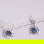 Cercei unicat in forma de lalea, din argint fin, cu opale etiopiene rosii si cristale Swarovski transparente