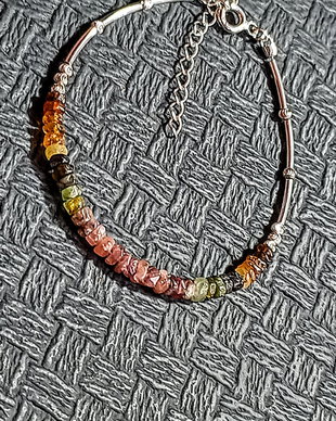 Bratara argint turmalina heishi nuante gradient minimalista boho chic trendy - Transport gratuit