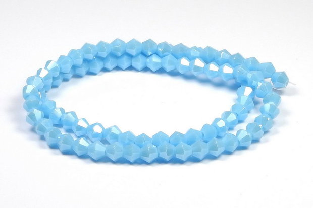 Cristale din sticla, biconice, opace, lucioase, 4 mm, bleu-C12