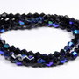 Cristale din sticla, biconice, transparente, AB, 4 mm, negre-D02
