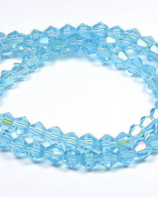 Cristale din sticla, biconice, transparente, AB, 4 mm, bleu-D20