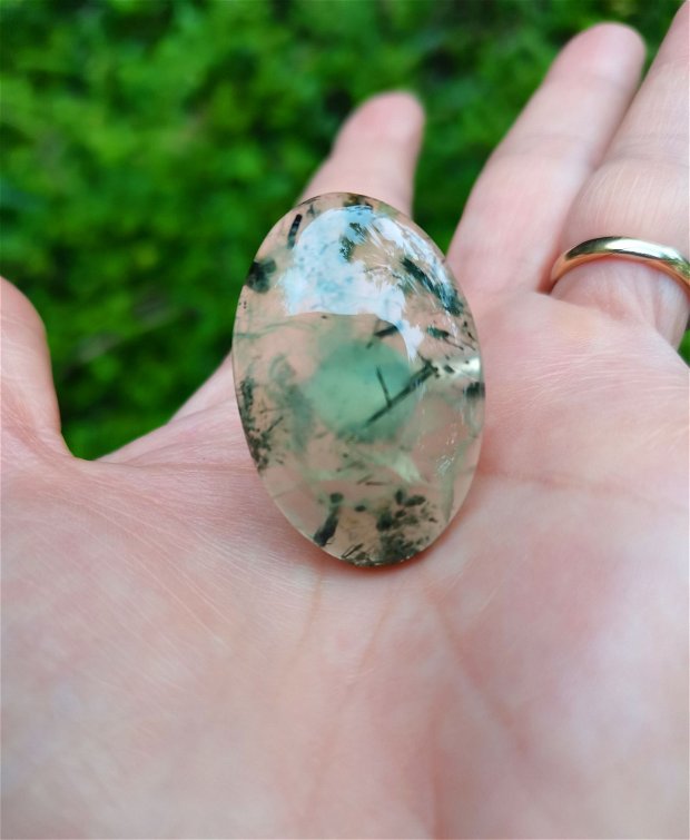 Inel Prehnit si Argint 925 - IN1357 - Inel verde reglabil, inel pietre semipretioase, bijuterii prehnit, cadou sotie, inel cadou, cristaloterapie, cristale vindecatoare