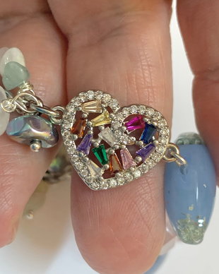 BRĂȚARĂ ~DELICATE HEART~ morganit,hematit,Murano,inox,zirconia,accesorii argintii