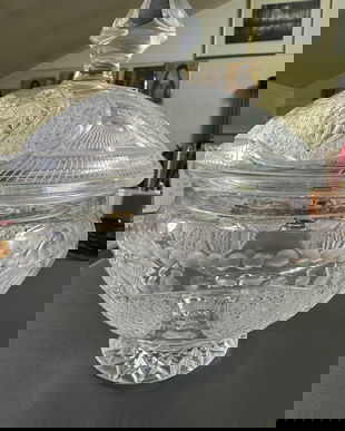 BOMBONIERA SUPERBĂ VINTAGE CRISTAL MASIV GRAVAT MANUAL