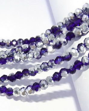 Cristale din sticla, rondelle, semiplacate, 3x2.5 mm, safir-M09