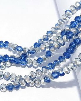 Cristale din sticla, rondelle, semiplacate, 3.5x3 mm, albastre-M03