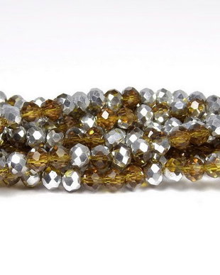Cristale din sticla, rondelle, semiplacate, 3.5x3 mm, maro-M07