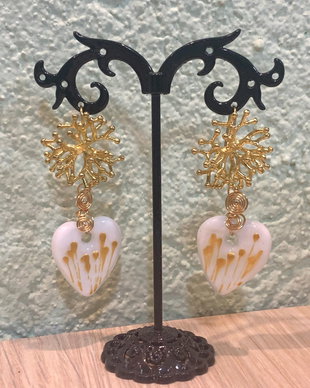 CERCEI ~GOLDEN HEARTS~ Murano,accesorii aurii