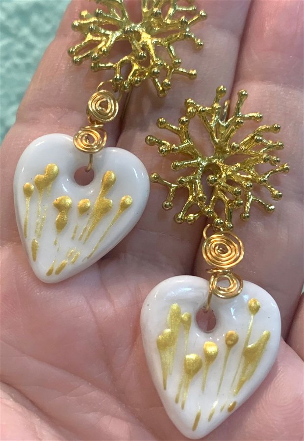 CERCEI ~GOLDEN HEARTS~ Murano,accesorii aurii