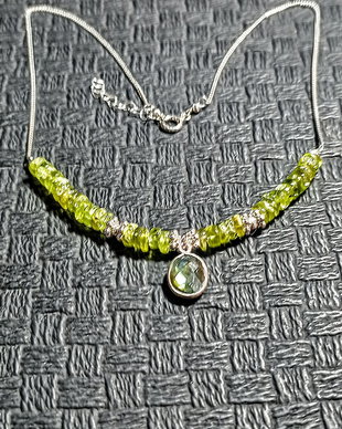 Colier argint peridot labradorit charm heishi disc lant argint boho chic minimalist trendy - Transport gratuit