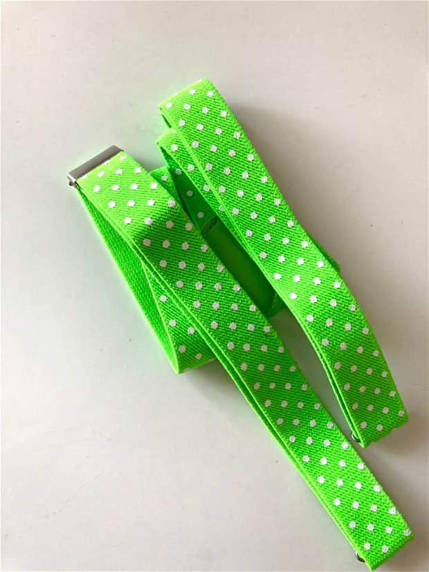 Bretele pentru copii, verde deschis cu buline albe