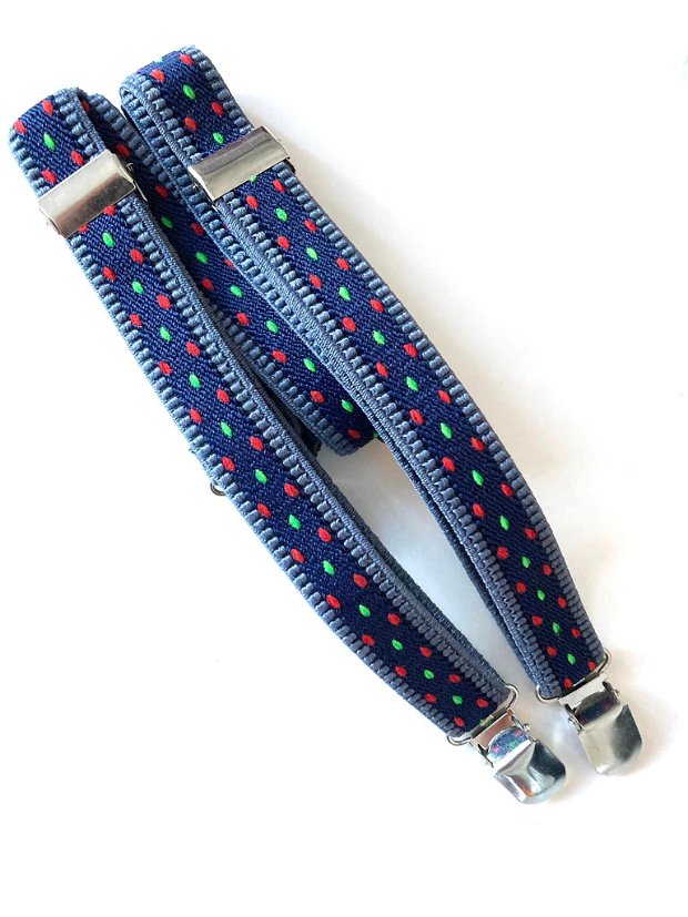 Bretele pentru copii, bleumarin cu buline