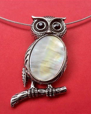 Colier pandant bufnita & paua Shell