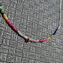 Colier argint diamant brut rubin safir galben albastru smarald gradient ombre lant argint minimalist boho chic trendy - Transport gratuit