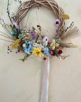 Coroniță decorativă flori uscate