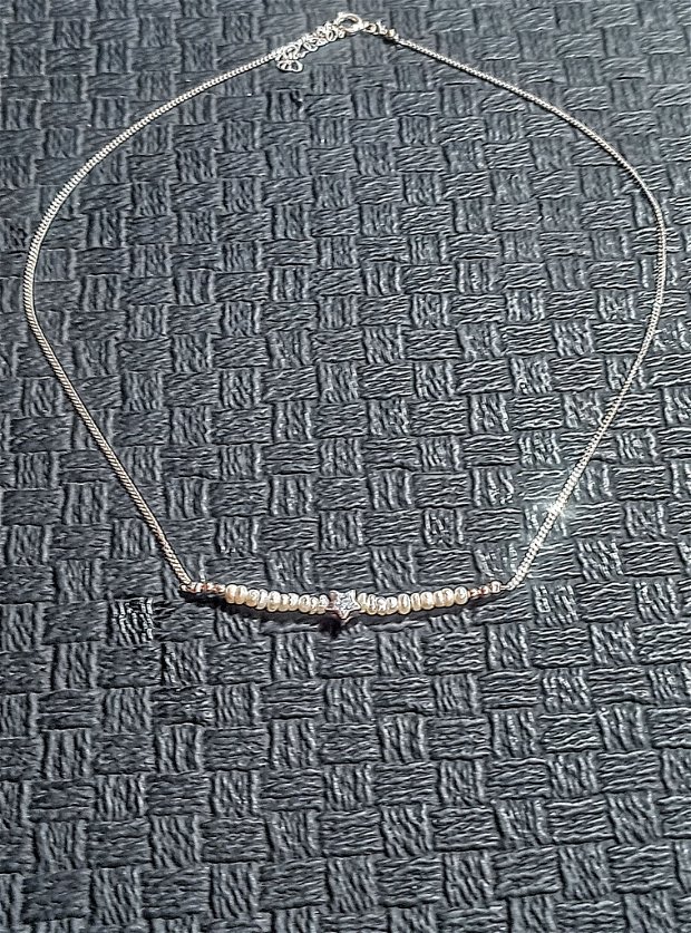 Colier argint perle naturale de cultura mini stea argint lant argint minimalist boho chic trendy - Transport gratuit