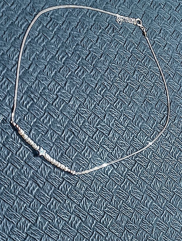 Colier argint perle naturale de cultura mini stea argint lant argint minimalist boho chic trendy - Transport gratuit