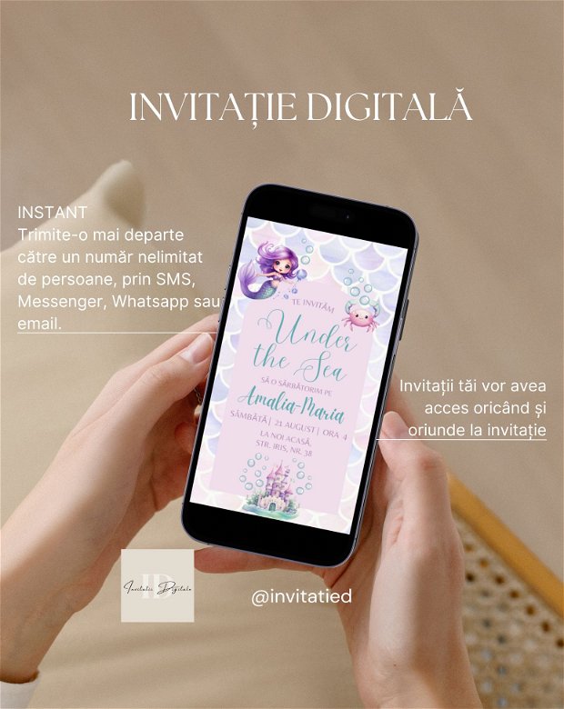 Invitație digitală fetita aniversare sau zi de nastere