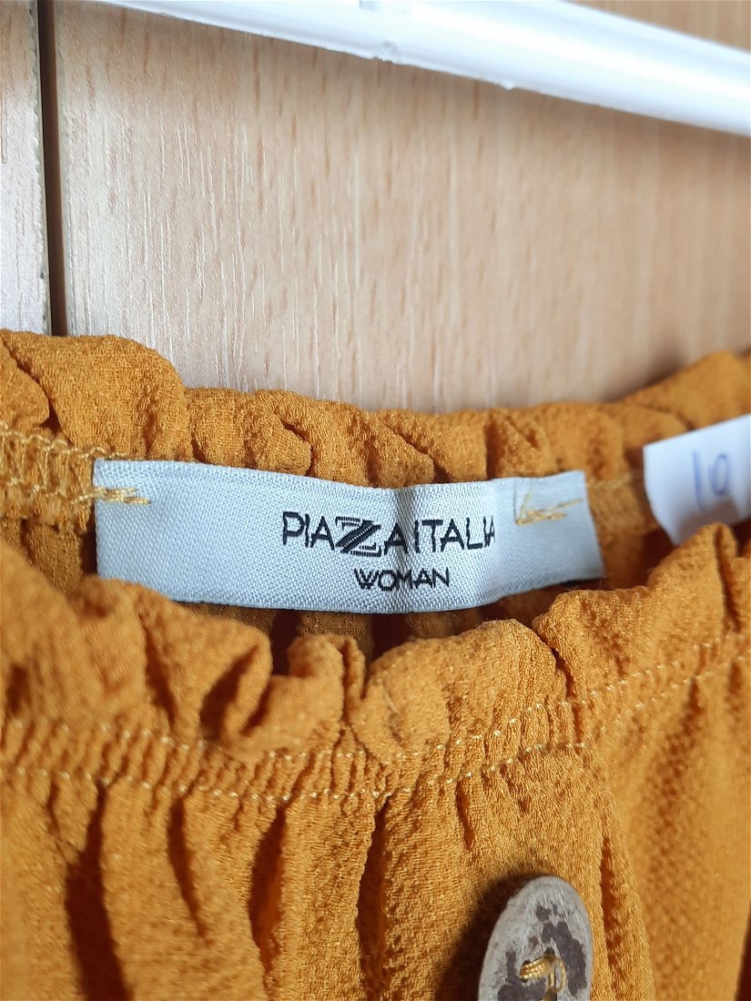 Bluză damă, "Piazza Italia", galben muștar cu mânecă scurtă, mărimea M/L