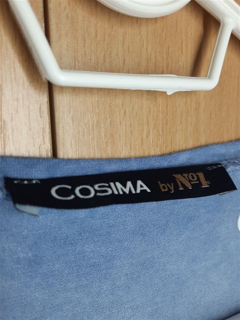 Bluză damă, "Cosima", albastru, mânecă scurtă, Mărimea 2XL