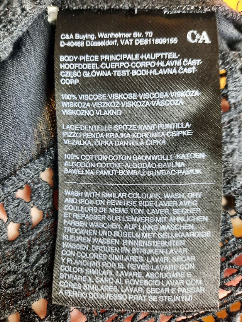 Bluză vaporoasă damă, "C&A", neagră, cu mânecă scurtă și umeri goi, Mărimea L