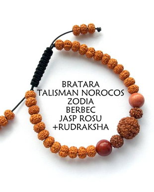 Bratara Zodia BERBEC*Talisman Norocos*JaspRosu+Rudraksha