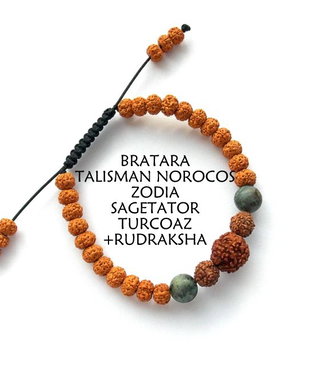 Bratara Zodia SAGETATOR*Talisman Norocos*Turcoaz+Rudraksha