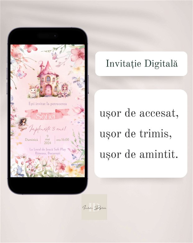 Invitație digitală fetita aniversare sau zi de nastere