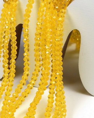 Cristale din sticla, rondelle, 4x3 mm, galbene-D29