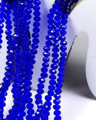 Cristale din sticla, rondelle, 4x3 mm, albastre-D06