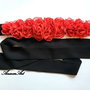 Brau cu flori rosii  Centura cu flori textile Cordon handmade