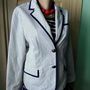 Sacou navy style, bumbac, alb bleumarin