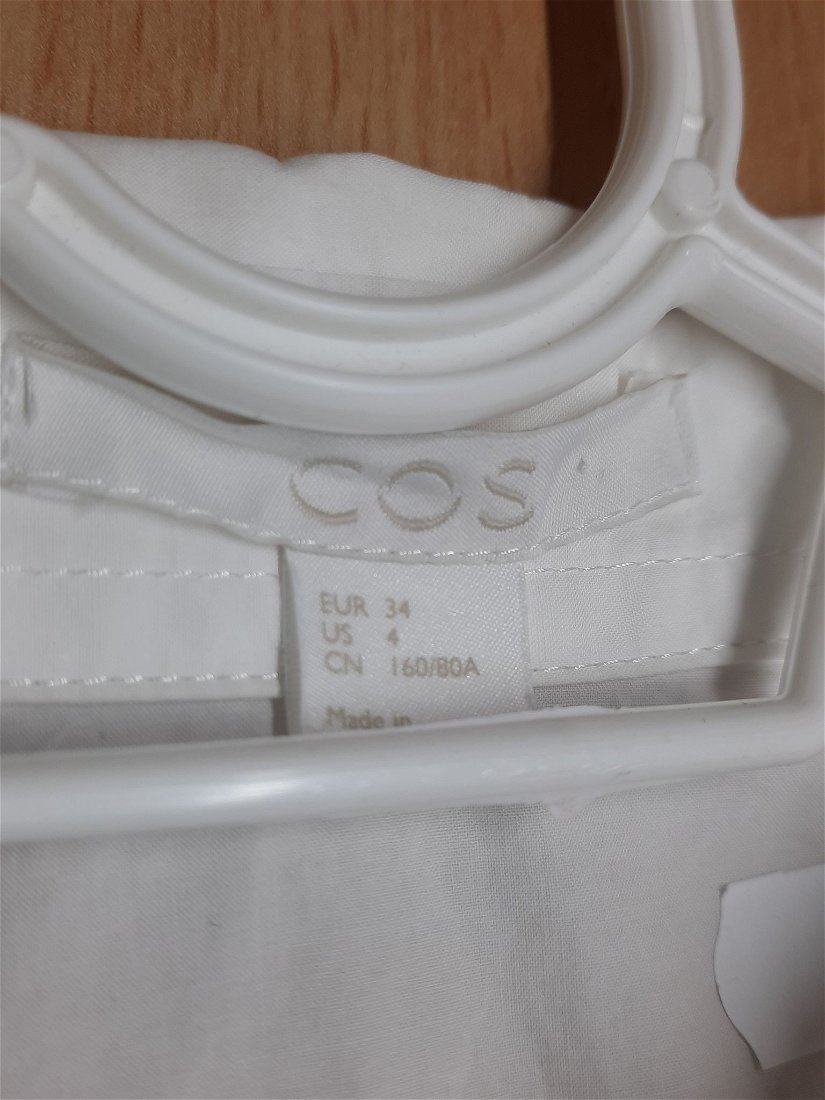 Cămașă damă, "COS", albă, cu nasturi ascunși, mărimea XS