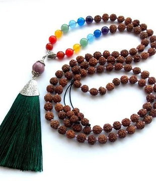 Colier Mala 108+1*Lepidolit+Rudraksha+7Chakre*Meditatie si rugaciune