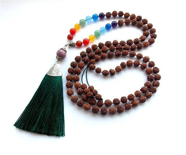 Colier Mala 108+1*Lepidolit+Rudraksha+7Chakre*Meditatie si rugaciune