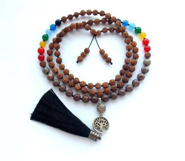 Colier Mala 108+1*Jasp+Rudraksha+7Chakre*Meditatie si rugaciune