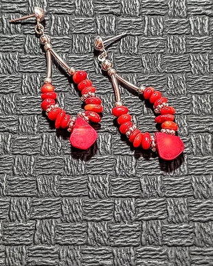 Cercei argint coral tija argint boho chic trendy creole cadou - Transport gratuit