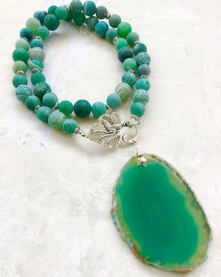 Colier agate Frost verzi