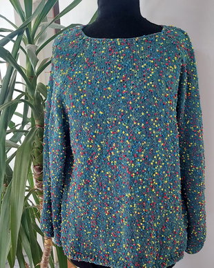 Pulover handmade albastru abstract