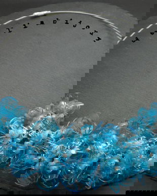 Colier statement handmade unicat - PET-uri (plastic) reciclate - flori (cod1016)