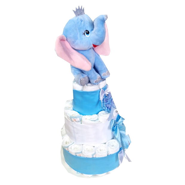 Tort pampers, MCF, Tort Personalizat pentru Baby Shower, elefant , 60 piese, roz